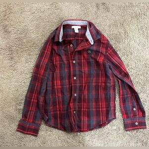 Boys Calvin Klein Button Down Shirt Size 10/12- Red